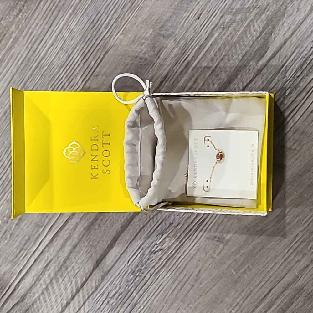 Kendra Scott Enamel Football Pendant Necklace 14K Gold Over Brass 19" - Picture 5 of 6